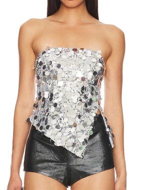 Cordilla Strapless Top in Silver
